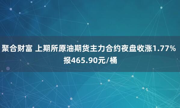 聚合财富 上期所原油期货主力合约夜盘收涨1.77% 报465.90元/桶