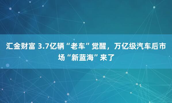 汇金财富 3.7亿辆“老车”觉醒，万亿级汽车后市场“新蓝海”来了